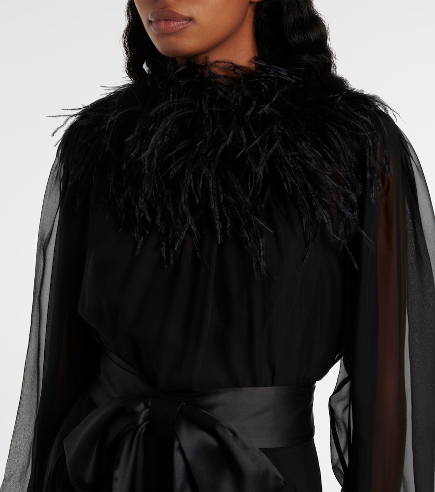  Dolce&gabbana Dolce&gabbana Feather-trimmed Silk Chiffon Gown 