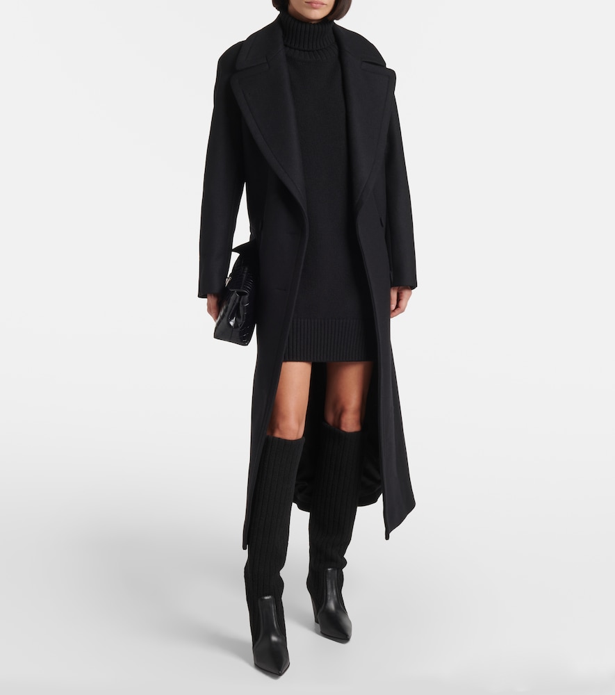 Leather-Trimmed Knee-High Boots