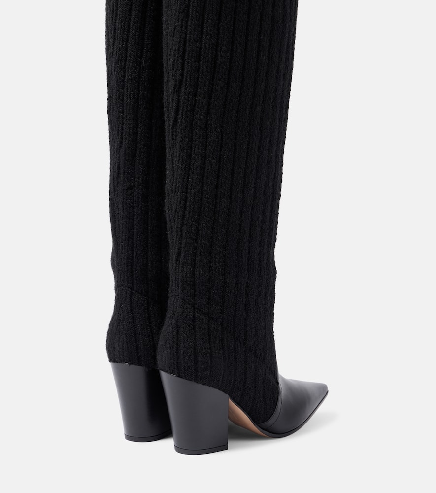 Gianvito Rossi Leather-trimmed Knee-high Boots In Black