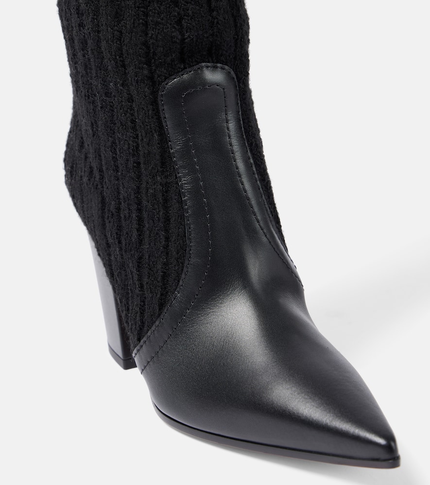 Gianvito Rossi Leather-trimmed Knee-high Boots In Black