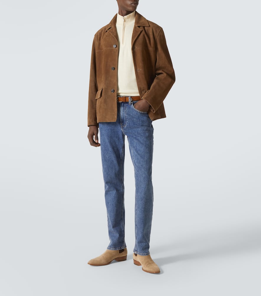Frame High-rise Straight Jeans In Blau