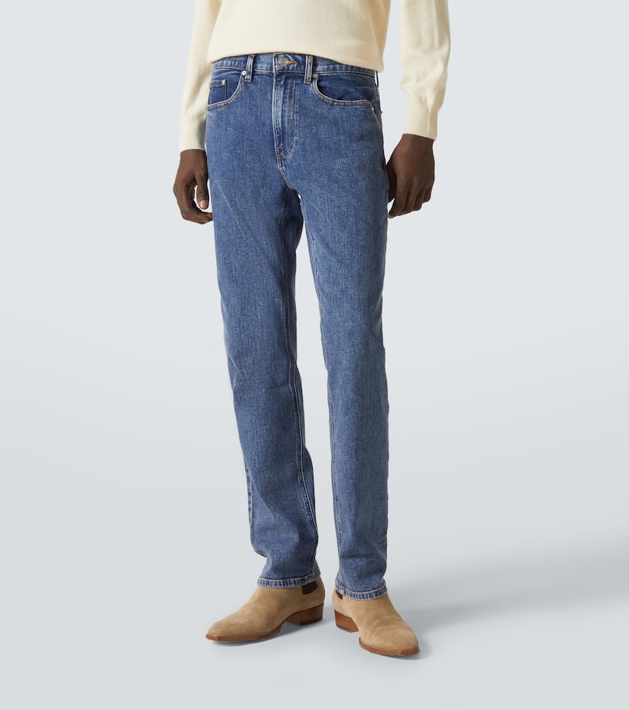 Frame High-rise Straight Jeans In Blau