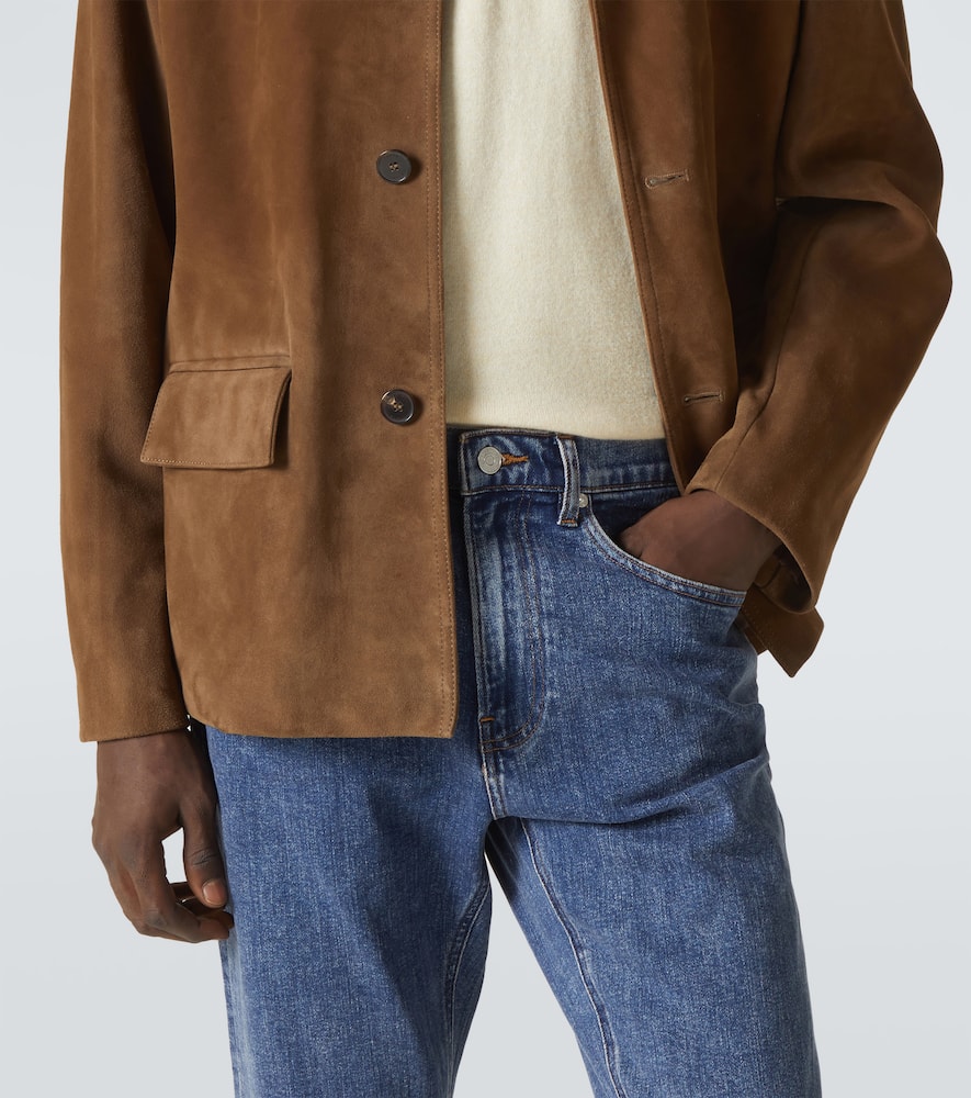 Frame High-rise Straight Jeans In Blau