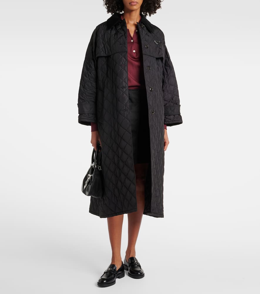 Prada Re-nylon Triangle Logo Mini Skirt In Black