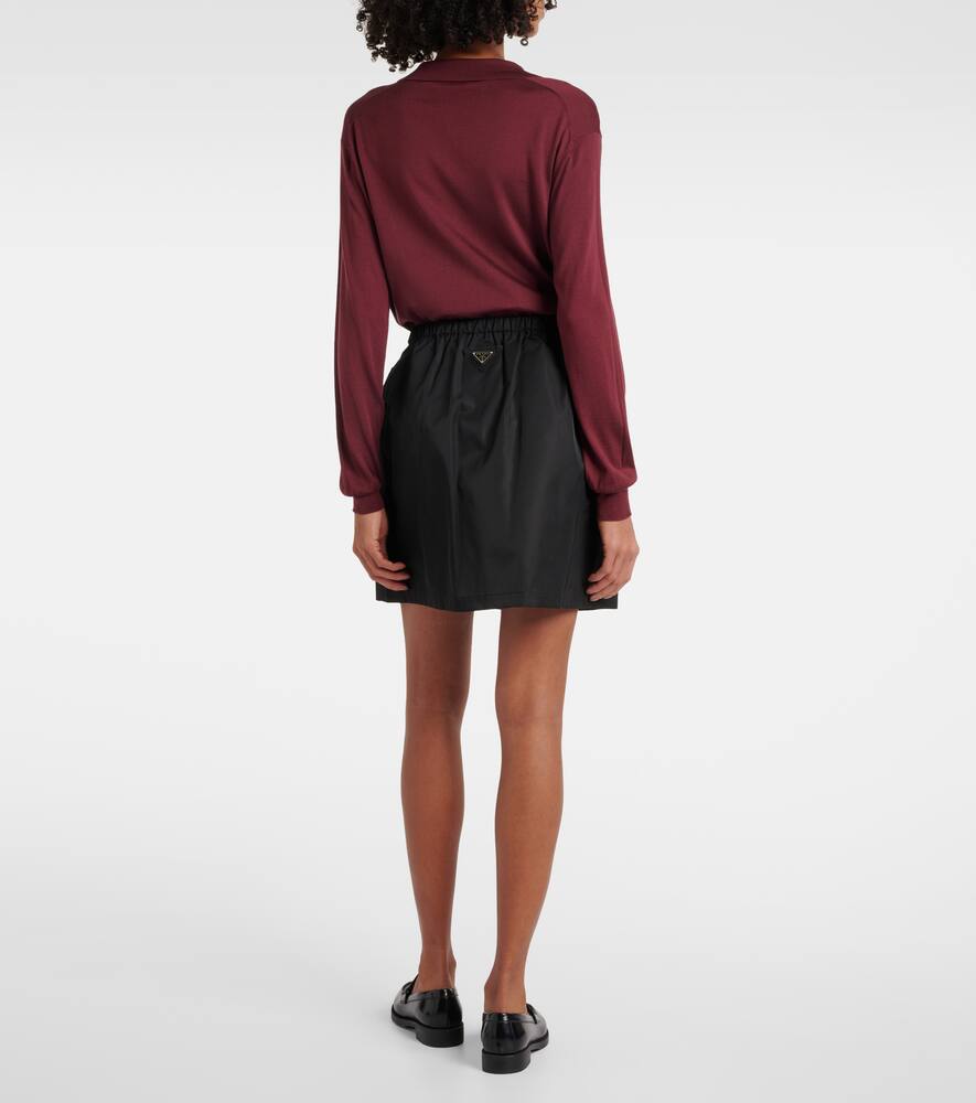 Prada Re-nylon Triangle Logo Mini Skirt In Black