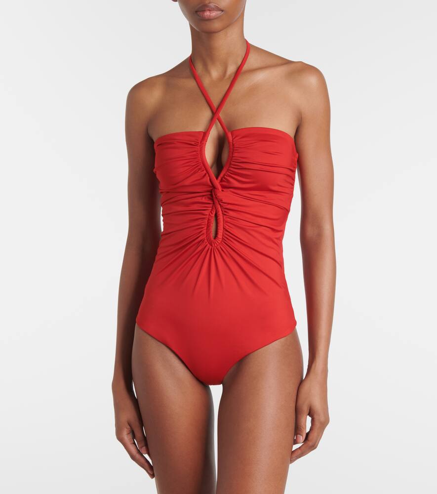 Johanna Ortiz Coral Reef Gathered Swimsuit In Rot