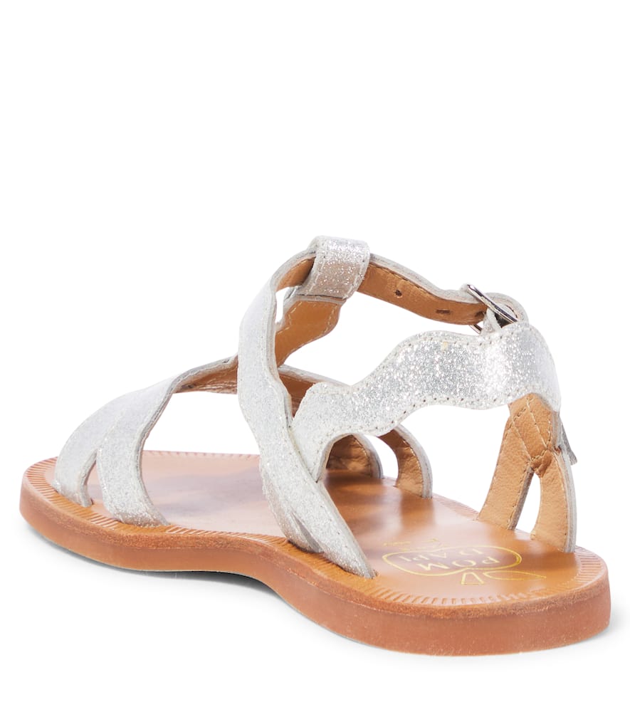 Pom D'api Sandalen Plagette Frizz Aus Leder Mit Glitter In Silber