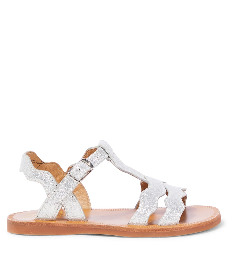 Pom D'api Sandalen Plagette Frizz Aus Leder Mit Glitter In Silber