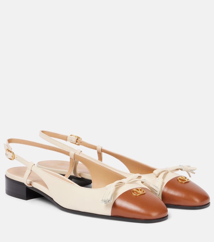 Shop Valentino Valet Du Roi Leather Ballet Flats In White
