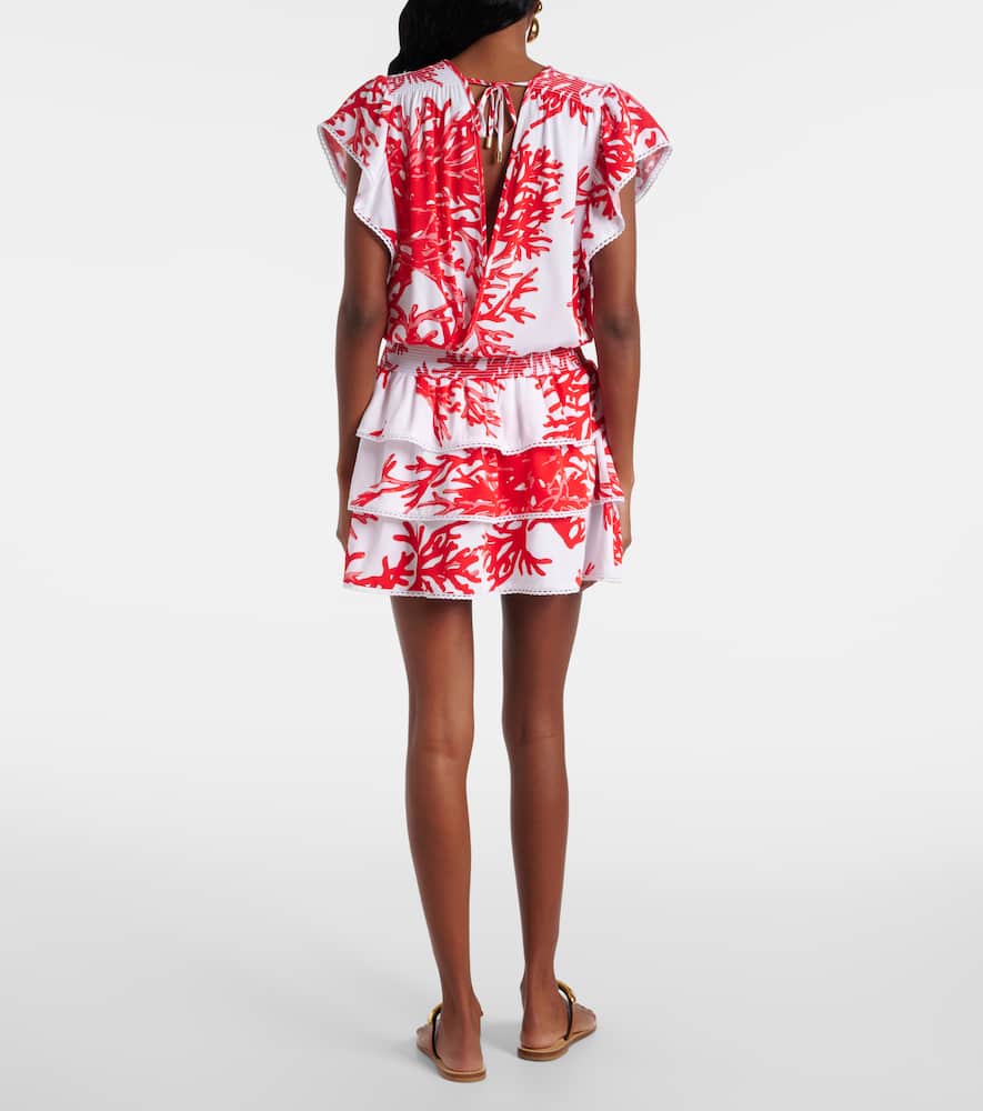 Melissa Odabash Jess Printed Tiered Minidress In Red