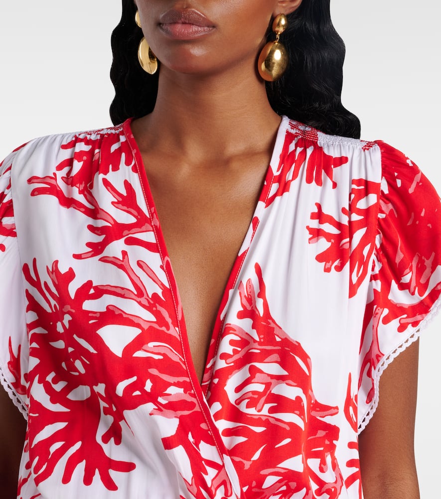 Melissa Odabash Jess Printed Tiered Minidress In Red