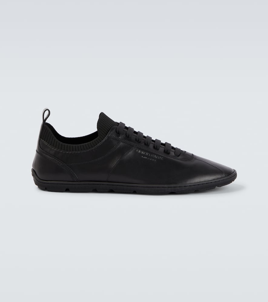 Giorgio Armani Leather Sneakers In Black