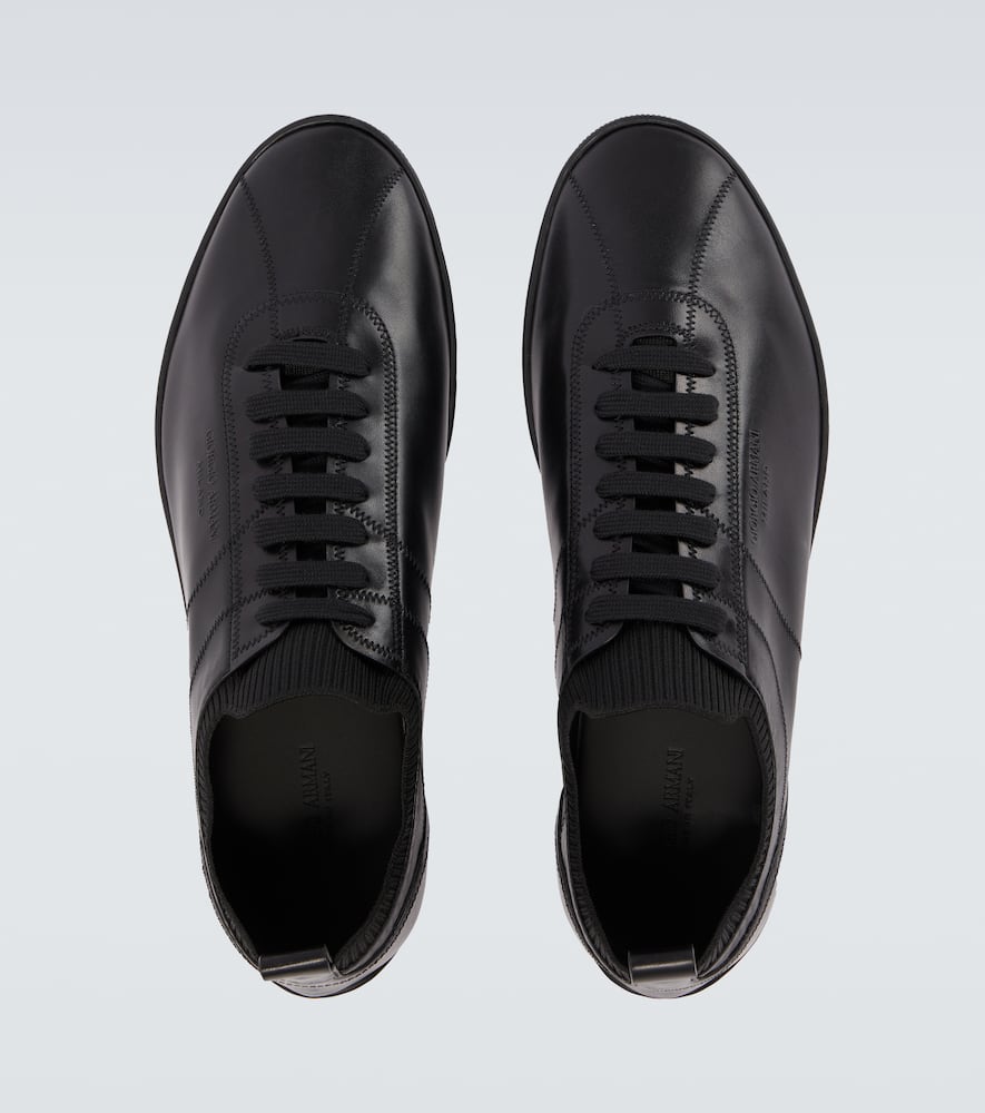 Giorgio Armani Leather Sneakers In Black