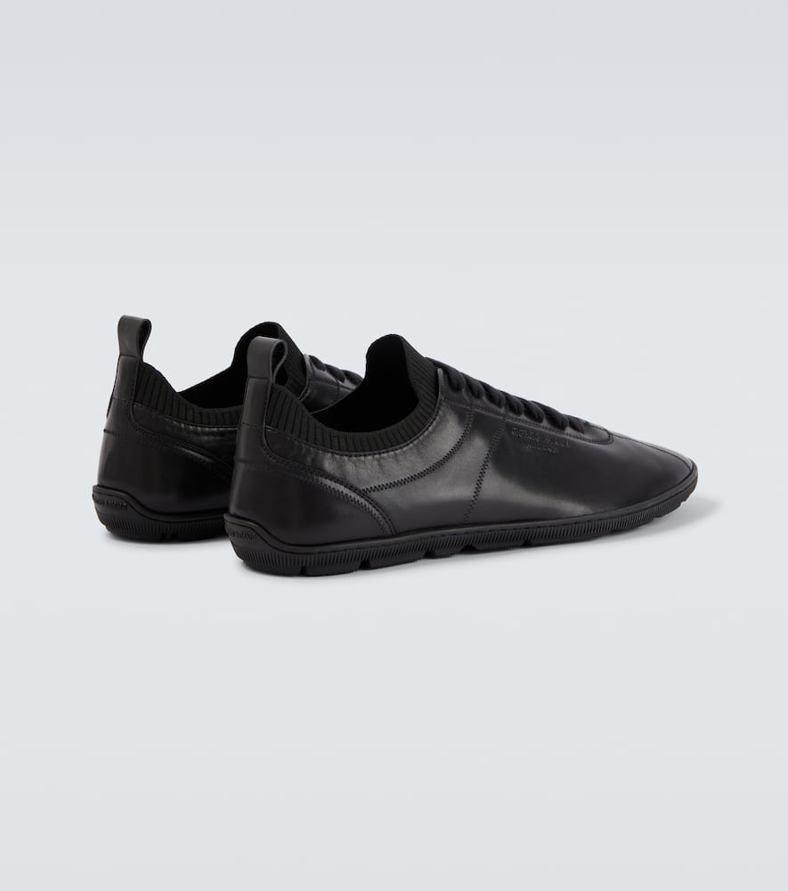 Giorgio Armani Leather Sneakers In Black