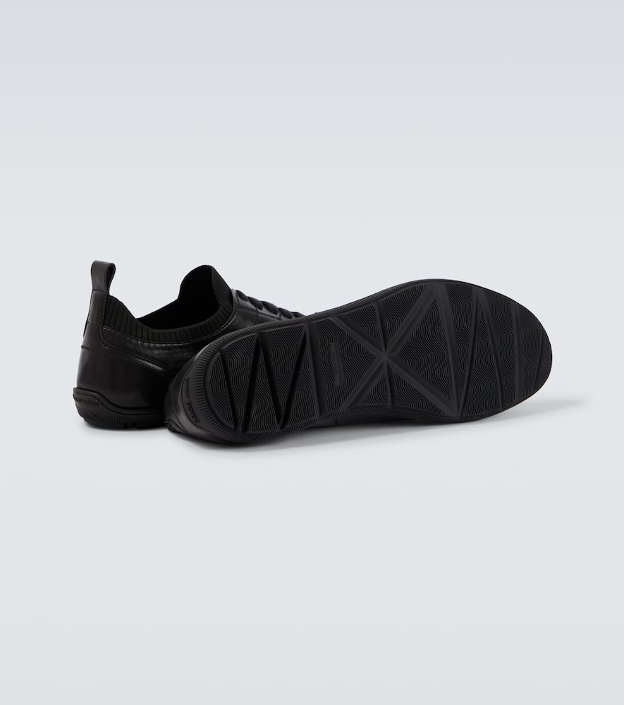 Giorgio Armani Leather Sneakers In Black