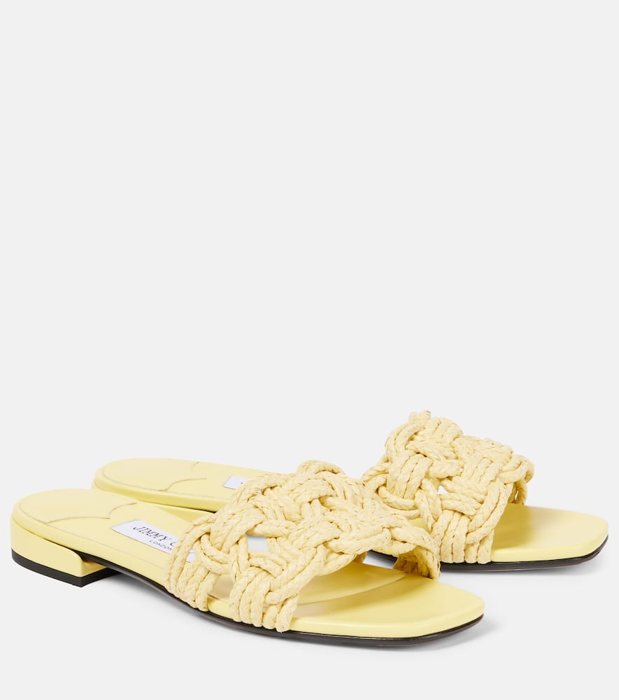 Jimmy Choo Chara Woven Raffia Sandals In Yellow