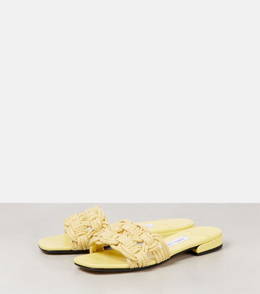 Jimmy Choo Chara Woven Raffia Sandals In Yellow
