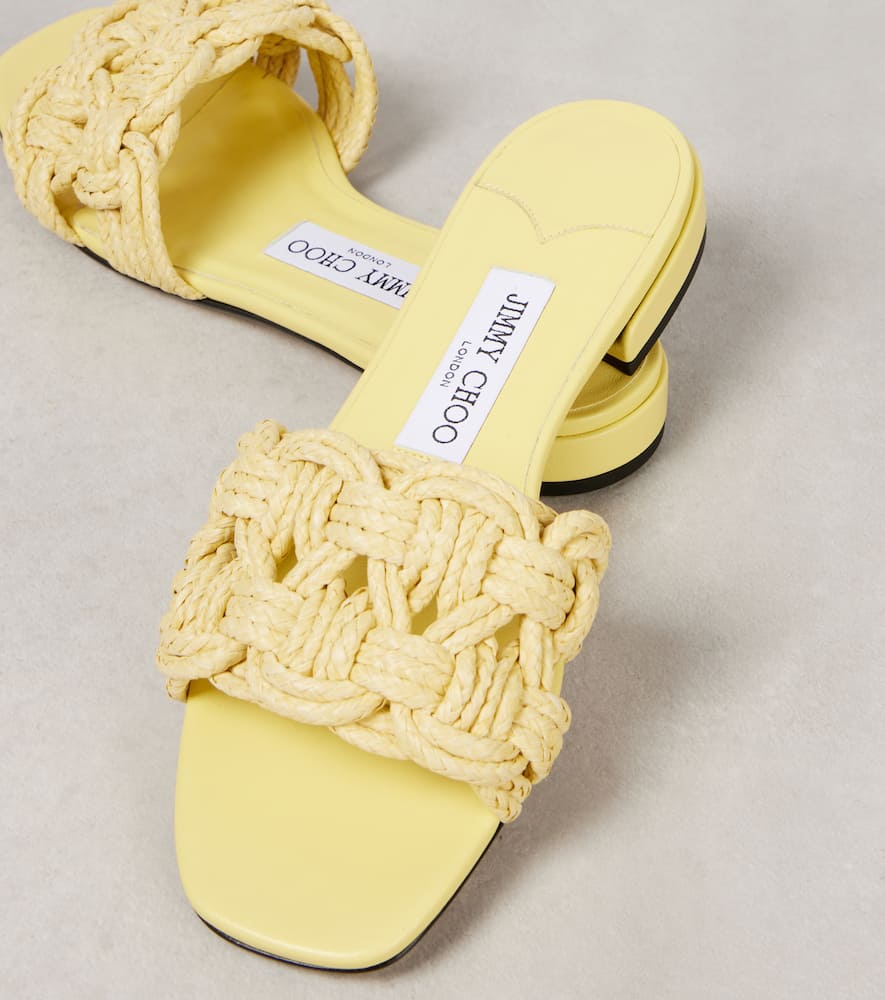 Jimmy Choo Chara Woven Raffia Sandals In Yellow