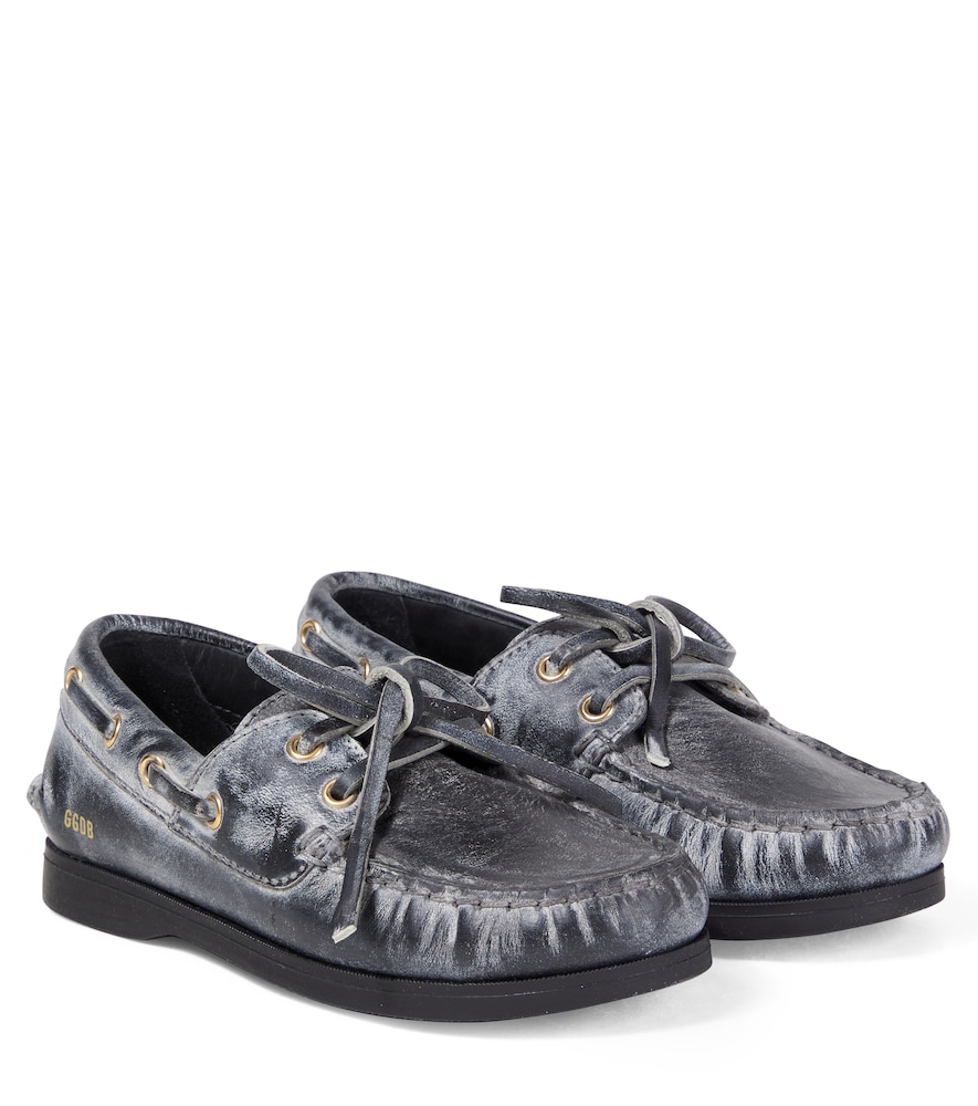 Golden Goose Kids Cruise distressed leather boat shoes