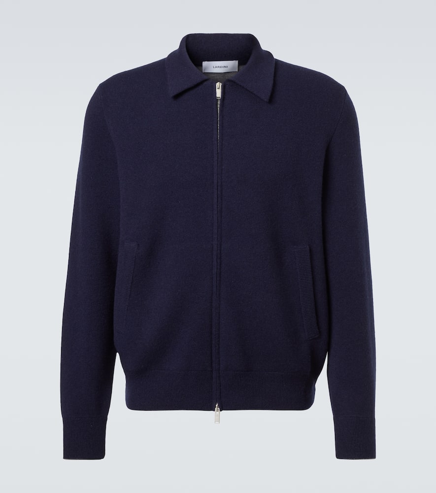 Wool-blend zip-up cardigan