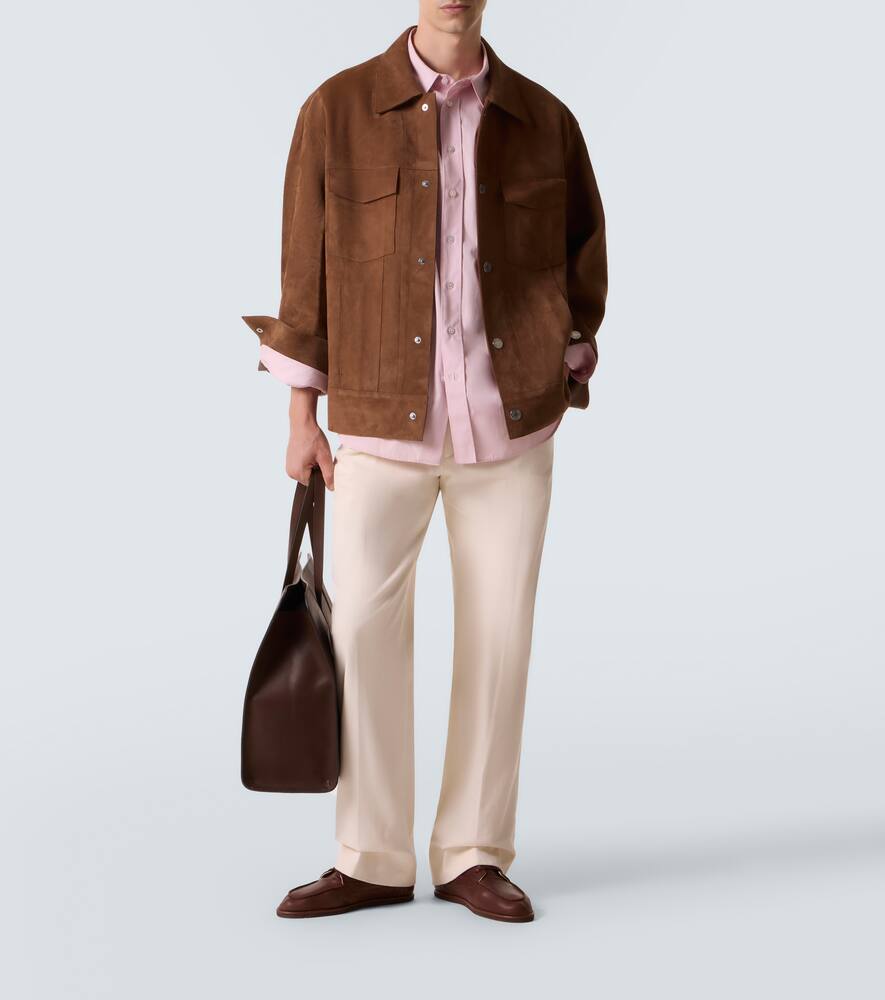 Ami Alexandre Mattiussi Classic Suede Jacket With Pockets In Brown