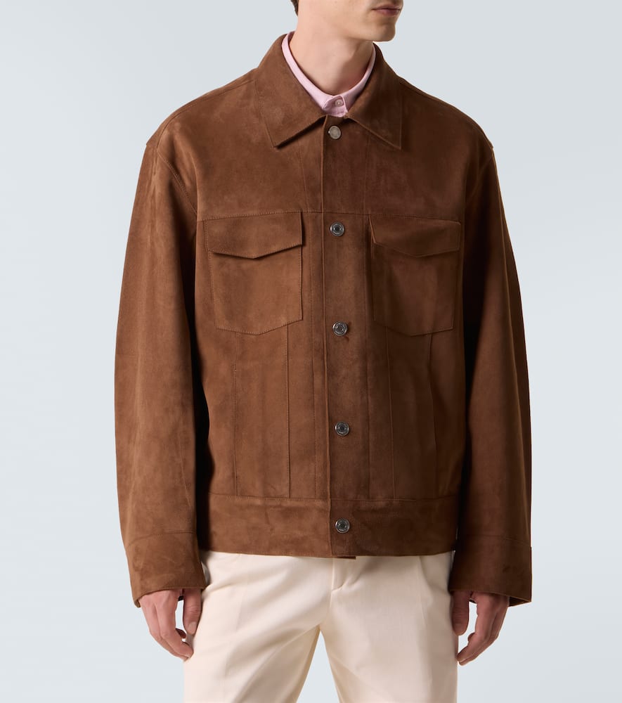 Ami Alexandre Mattiussi Classic Suede Jacket With Pockets In Brown