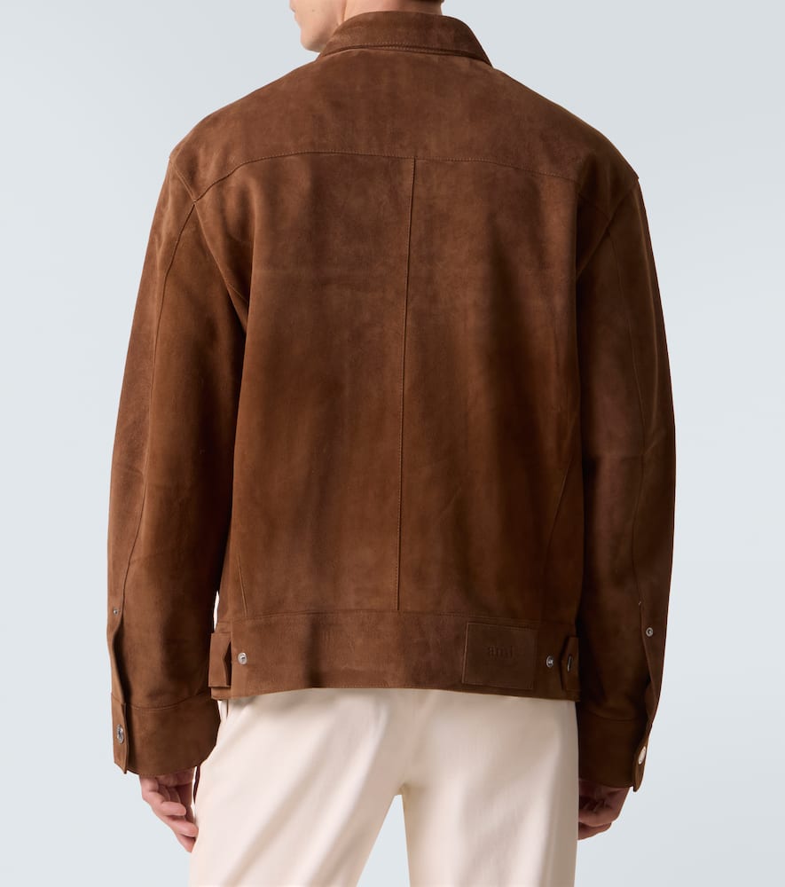 Ami Alexandre Mattiussi Classic Suede Jacket With Pockets In Brown