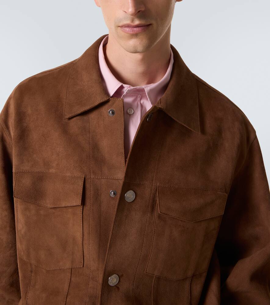 Ami Alexandre Mattiussi Classic Suede Jacket With Pockets In Brown