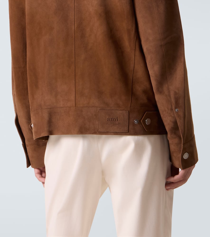 Ami Alexandre Mattiussi Classic Suede Jacket With Pockets In Brown