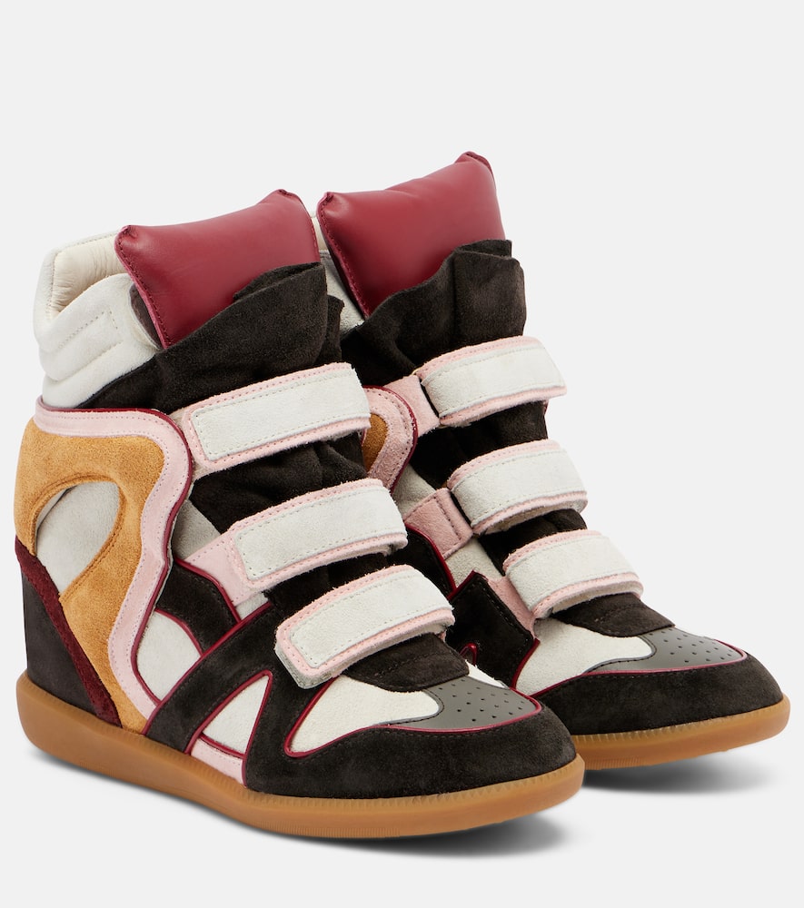 Isabel Marant Bekett Suede And Leather Wedge Sneakers In Multi