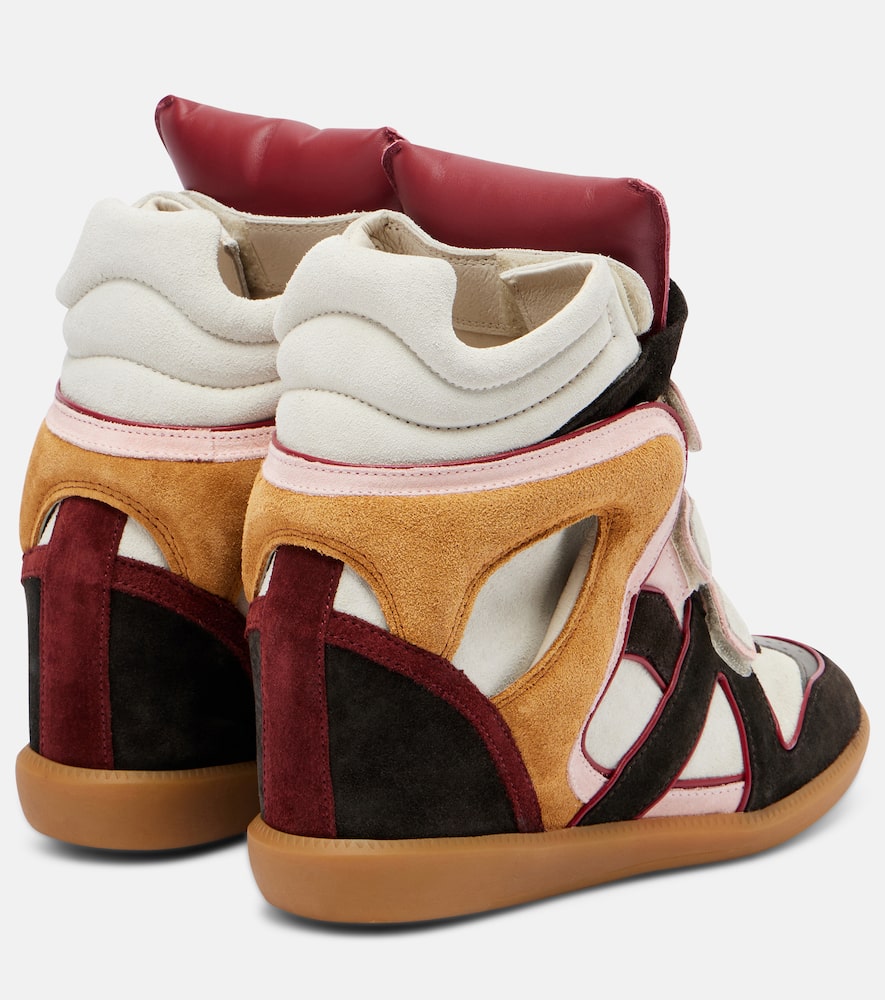 Isabel Marant Bekett Suede And Leather Wedge Sneakers In Multi