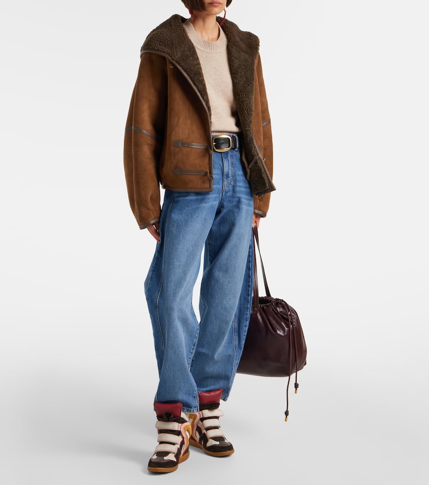 Isabel Marant Bekett Suede And Leather Wedge Sneakers In Multi