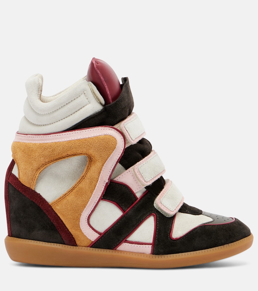 Isabel Marant Bekett Suede And Leather Wedge Sneakers In Multi