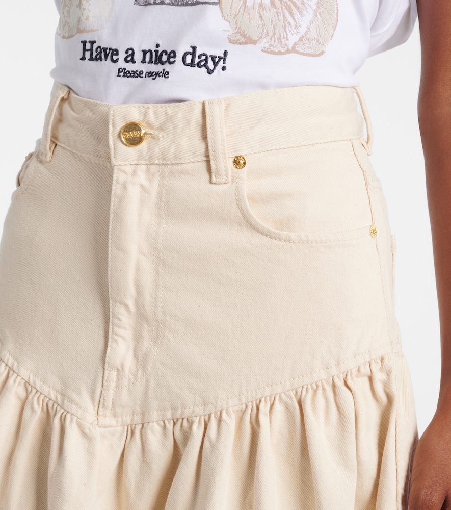 Ganni Ganni Broderie Anglaise Gathered Denim Skirt 