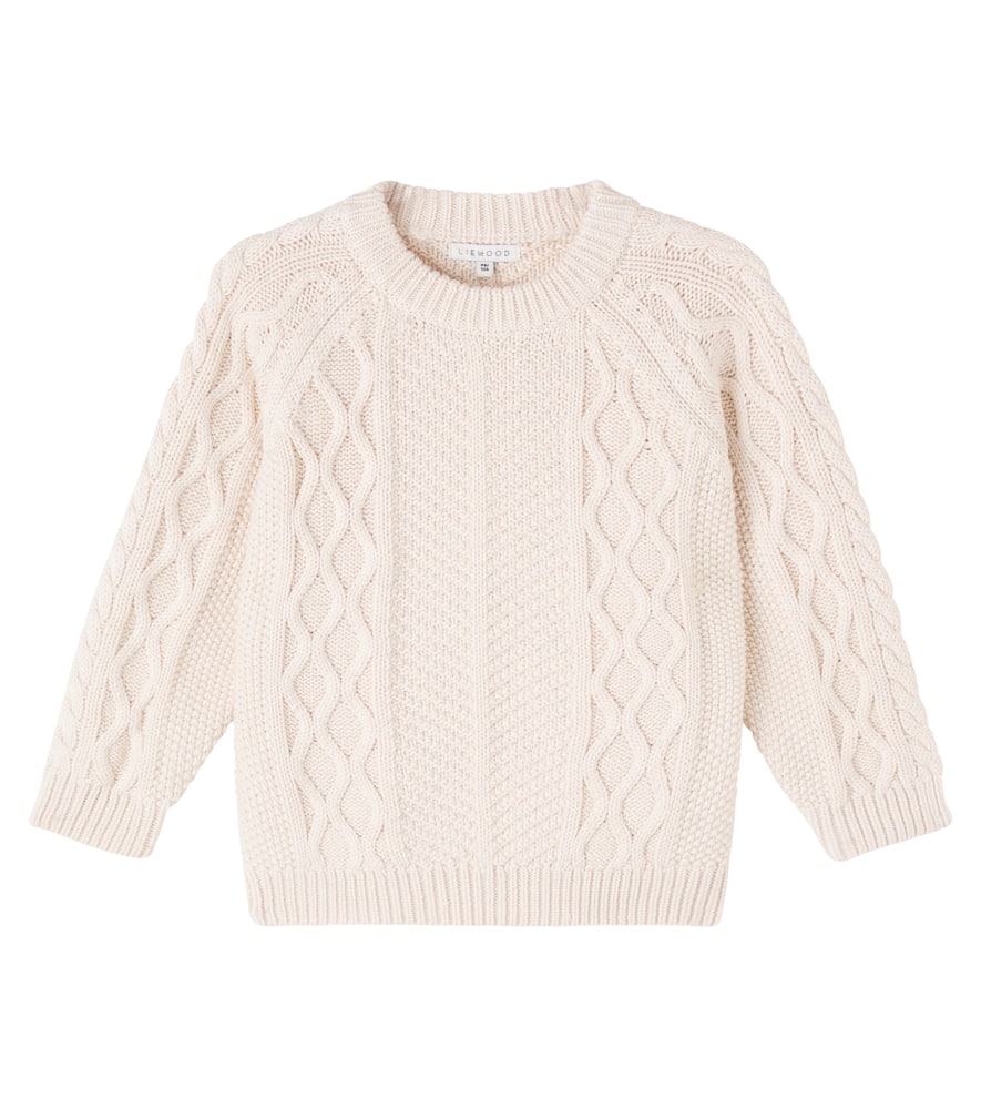Liewood Callio Cable-knit Wool And Cotton Sweater In Neutral