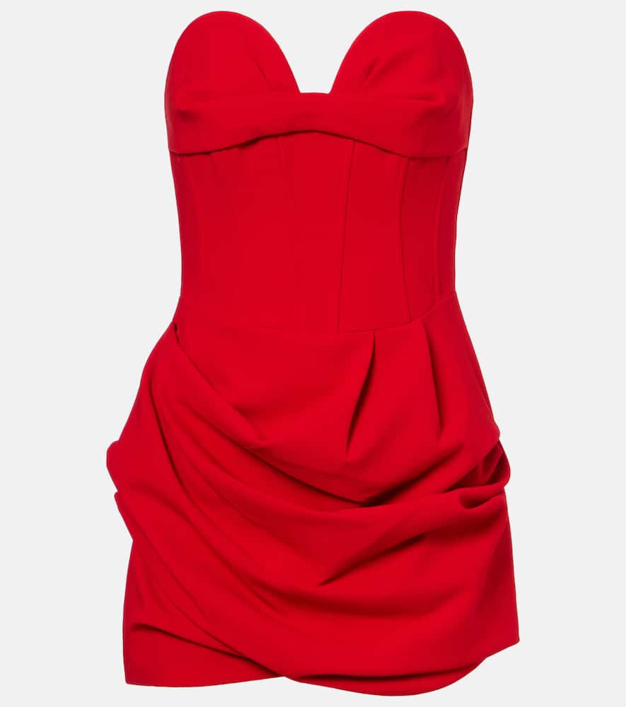 Draped wool-blend bustier dress