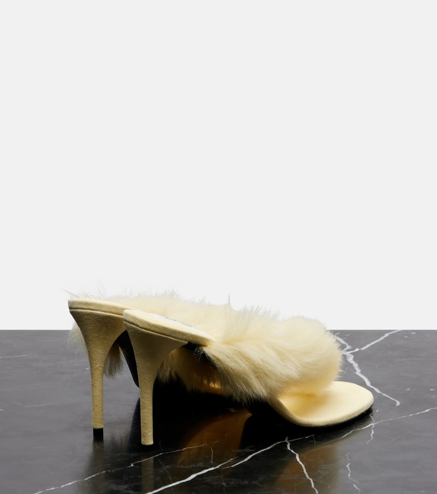 Alaïa Boudoir 90 Shearling-trimmed Leather Mules In Yellow