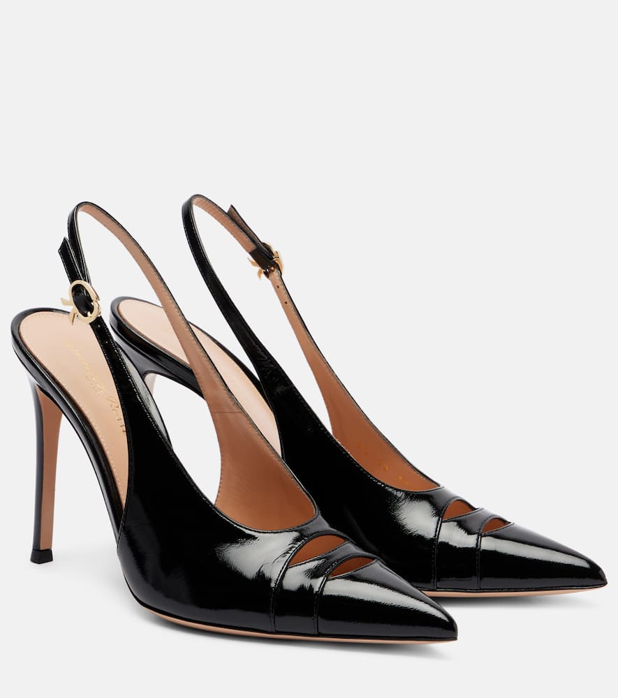 Gianvito Rossi Pointy 105 Patent Leather Slingback Pumps In Black