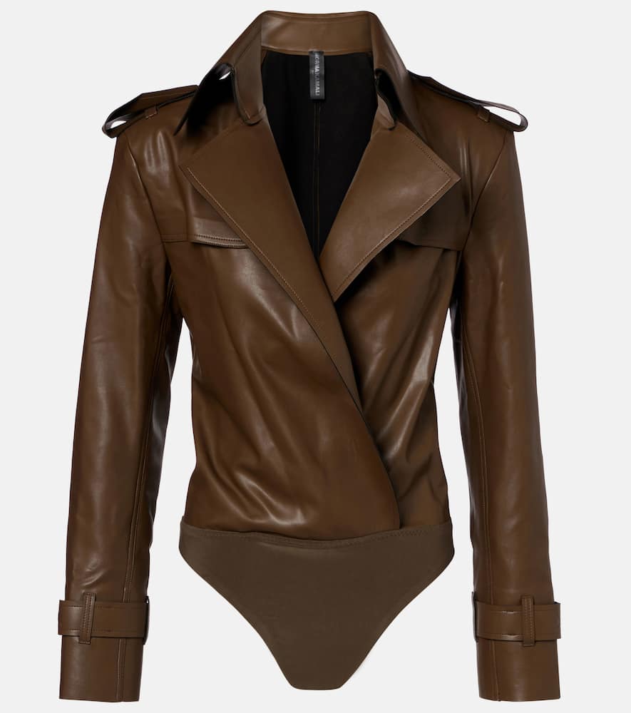 Norma Kamali Double-breasted Bodysuit In Brown