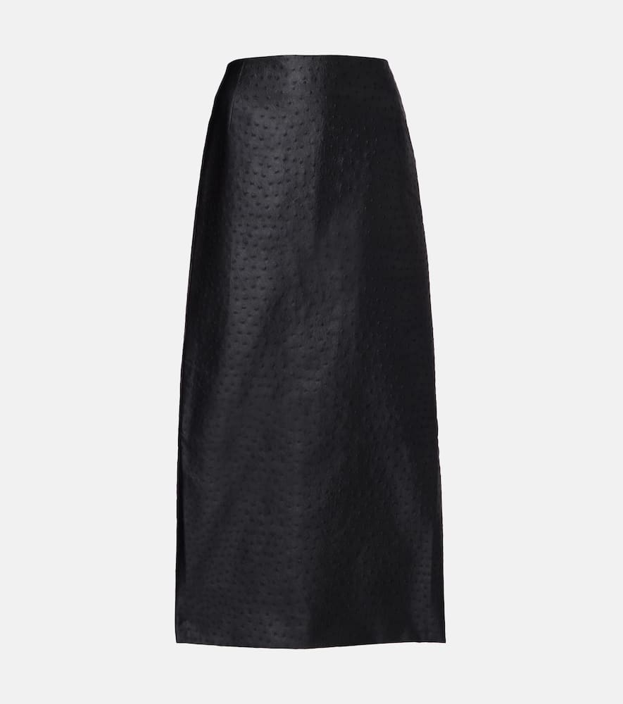 Rohe Embossed High-rise Midi Skirt In Black