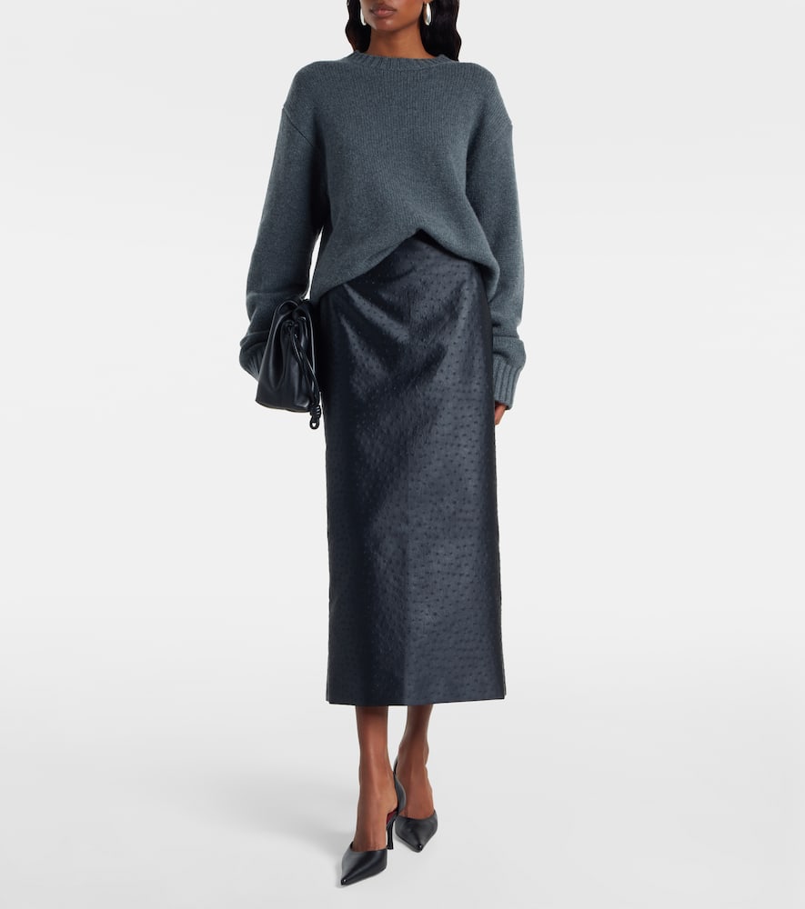 Rohe Embossed High-rise Midi Skirt In Black