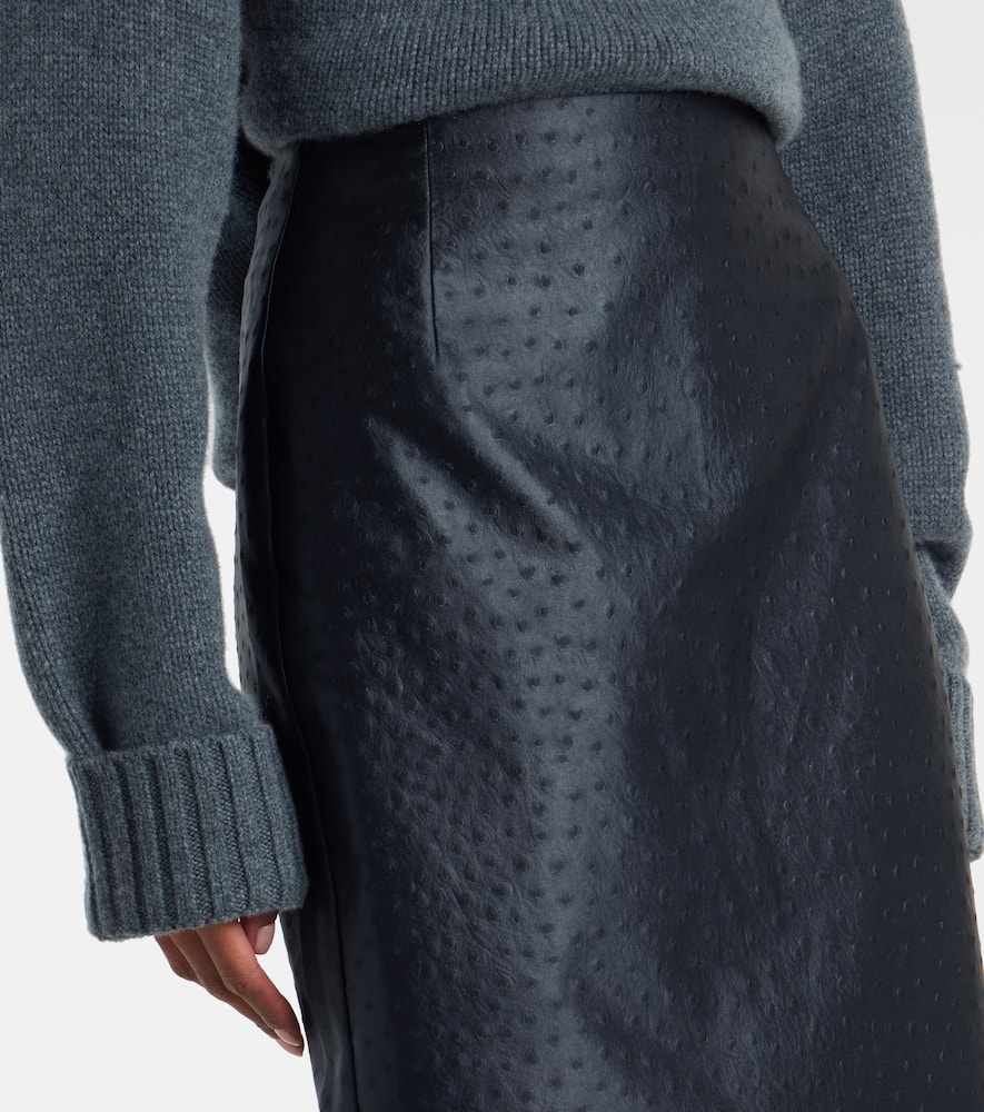 Rohe Embossed High-rise Midi Skirt In Black