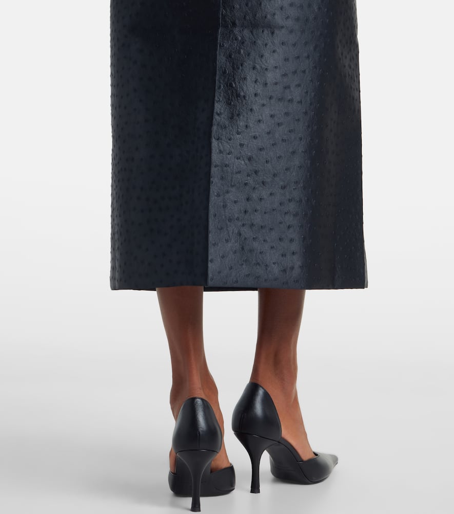 Rohe Embossed High-rise Midi Skirt In Black