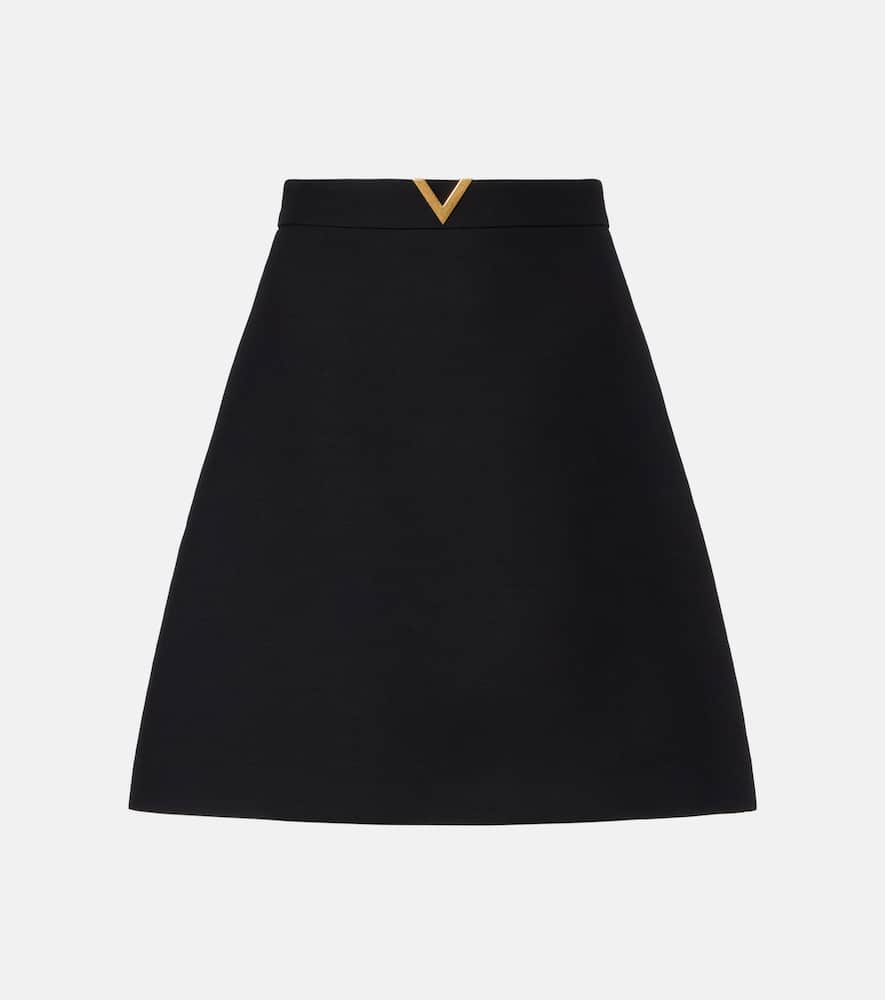 Valentino Vlogo Signature Wool And Silk Skirt In Black