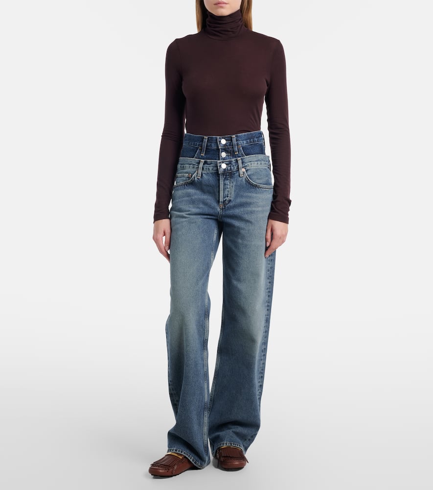Agolde Elson High-rise Wide-leg Jeans In Blue