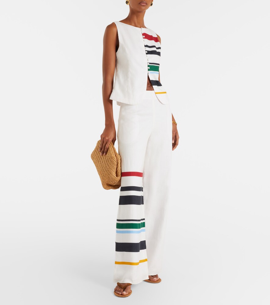 Cala de la Cruz Toya striped linen wide-leg pants