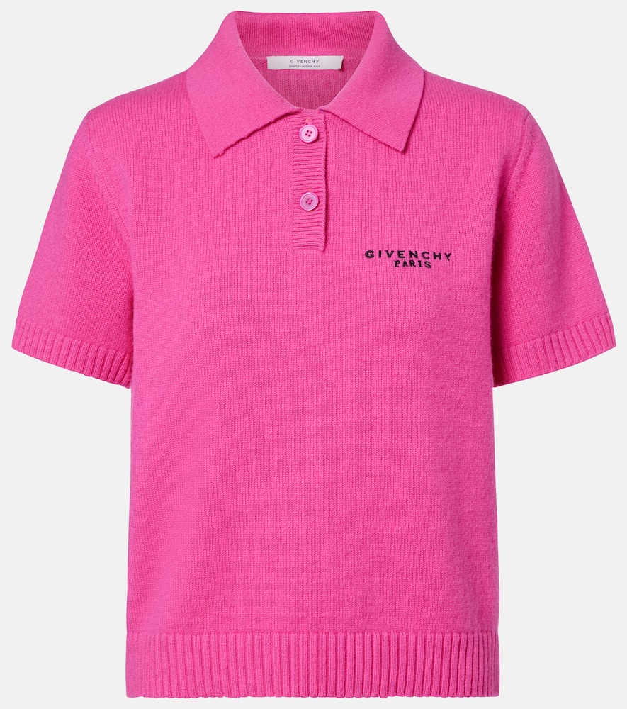 Givenchy Cropped Wool And Cashmere Polo Shirt In Purple