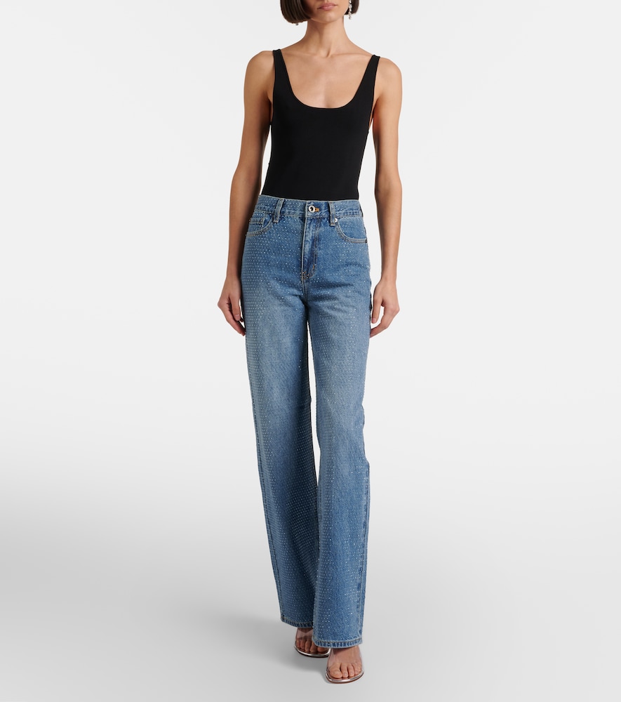 Embellished High-Rise Straight Jeans