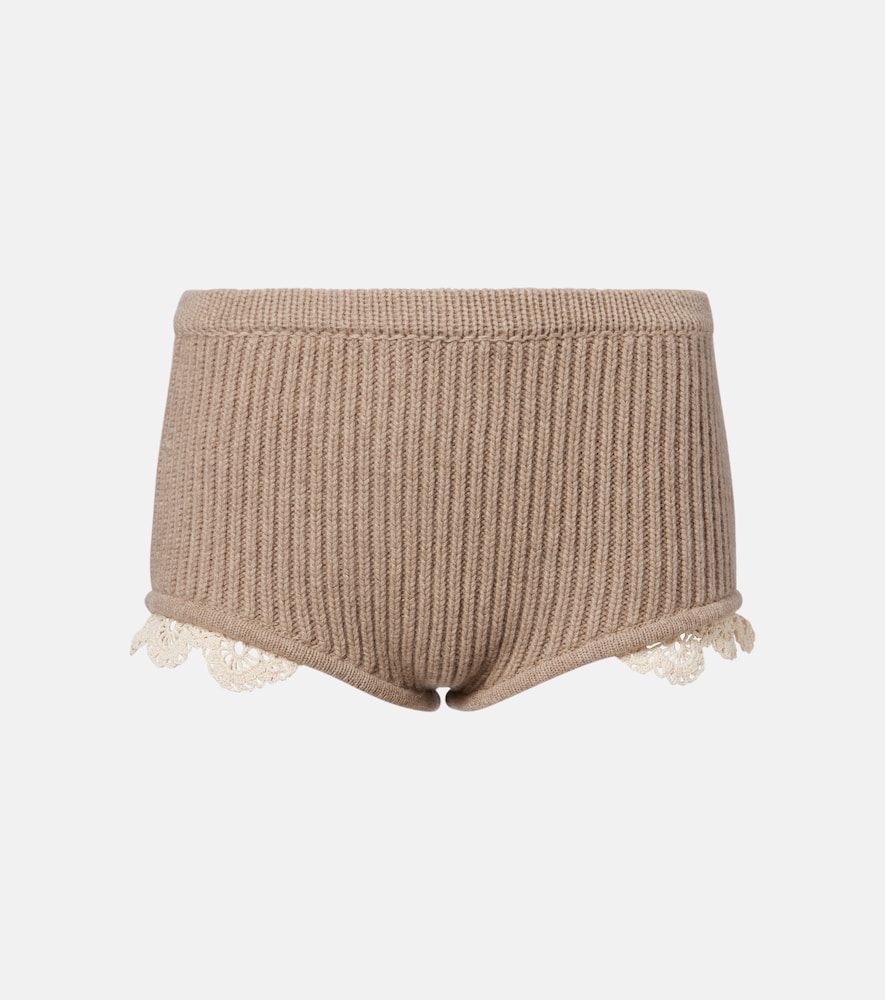 Magda Butrym Crochet-trimmed cashmere shorts