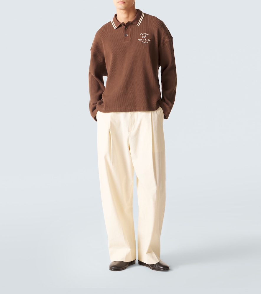 Bode Bode Geneva Waffle-knit Cotton Polo Sweater 
